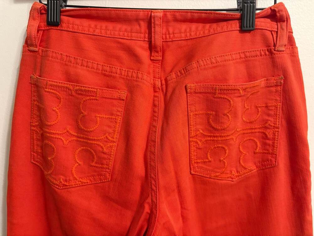 Tory Burch Orange Cropped Jeans Size 26 - Picture 4 of 7